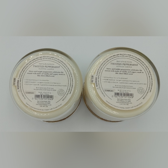 Lot of 2 Bath & Body Works Twisted Peppermint 3 Wick Candles - Brand New - Picture 4 of 4